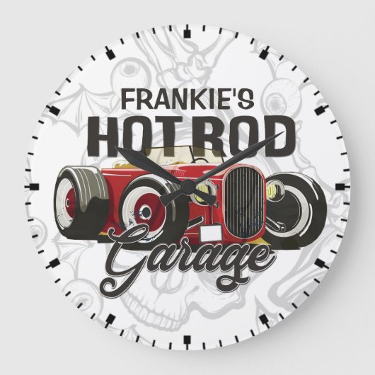 NENNEN SIE IHR NAME Frisierte Auto Garage Personal Große Wanduhr (Vorderseite)