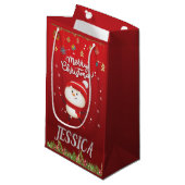 Nennen Sie Ihren Namen, Snowman frohe Weihnachten Kleine Geschenktüte (Vorderseite Schrägansicht)