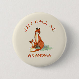 Nennen Sie mich einfach Oma Niedlich Foxes Aquarel Button