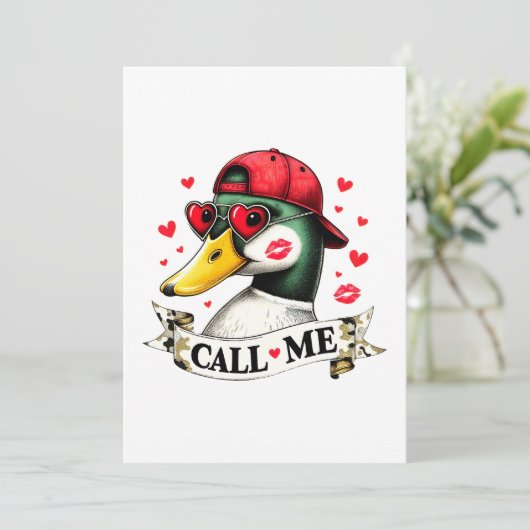 Nennen Sie mich Valentines Funny Duck Jagd auf Jäg Einladung (Stehend Vorderseite)