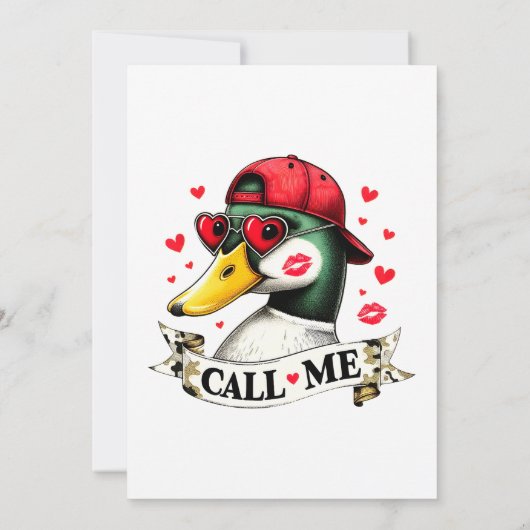 Nennen Sie mich Valentines Funny Duck Jagd auf Jäg Einladung (Rückseite)
