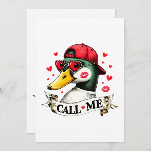Nennen Sie mich Valentines Funny Duck Jagd auf Jäg Einladung (Vorne/Hinten)