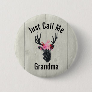 Nennen Sie mir einfach Oma Geometric Hirsch Head Button