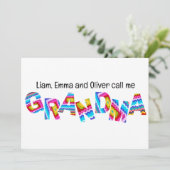 Nennen Sie mir Oma Crochet Letters Child Names Einladung (Stehend Vorderseite)