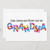 Nennen Sie mir Oma Crochet Letters Child Names Einladung (Vorne/Hinten)