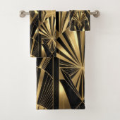 Neo Art Deco Black Gold Geometric Gatsby Bathroom Badhandtuch Set (Insitu)