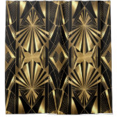 Neo Art Deco Black Gold Geometric Gatsby Bathroom Duschvorhang (Vorderseite)