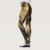 Neo Art Deco Black Gold Geometric Gatsby Leggings (Links)