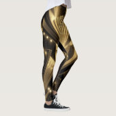 Neo Art Deco Black Gold Geometric Gatsby Leggings (Rechts)