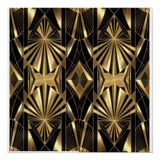 Neo Art Deco Black Gold Geometric Gatsby Poster (Vorderseite)