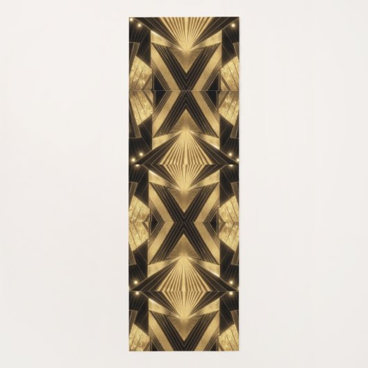 Neo Art Deco Black Gold Geometric Gatsby  Yogamatte (Rückseite)