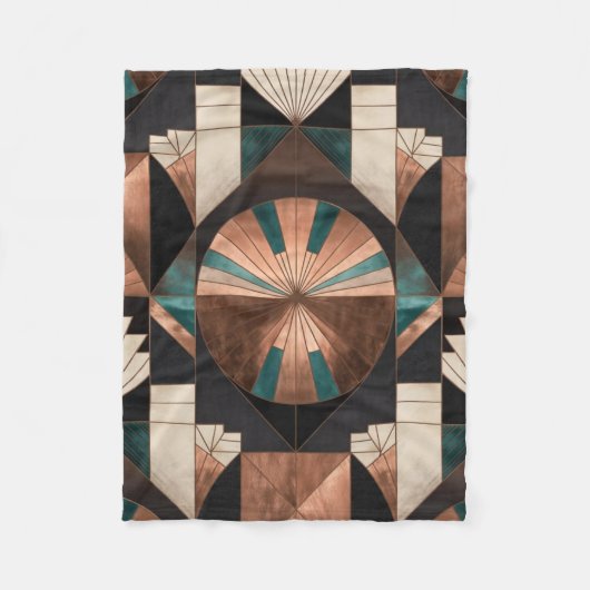 Neo Art Deco Geometric Teal Copper Gold Sunburst Fleecedecke (Vorderseite)