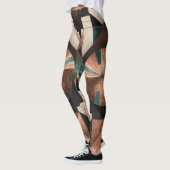 Neo Art Deco Geometric Teal Copper Gold Sunburst Leggings (Links)