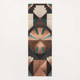Neo Art Deco Geometric Teal Copper Gold Sunburst Yogamatte