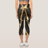 Neo Art Deco Schwarz Gold Geometrisch Gatsby Capri Leggings (Rückseite)
