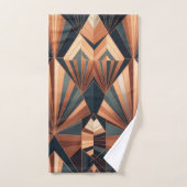 Neo Art Deco Teal Copper Geometric Sunburst Badhandtuch Set (Handtuch)