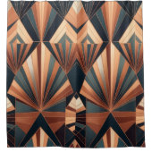 Neo Art Deco Teal Copper Geometric Sunburst Duschvorhang (Vorderseite)