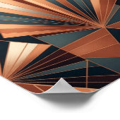 Neo Art Deco Teal Copper Geometric Sunburst Poster (Ecke)