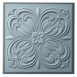 Neo Classic Floral Blue Gray Imitats Relief Fliese