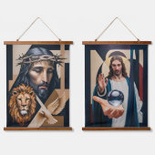 Neo-Cubist Elegance A Tribute Tapestries Wandteppich Mit Holzrahmen (Doppelt)