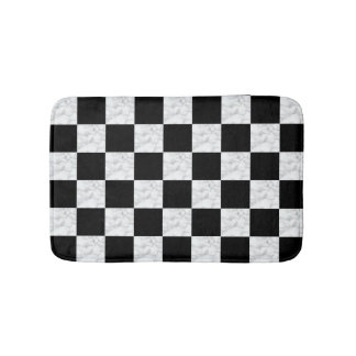 Neo Deco Black and Faux White Marble Checkerboard Badematte