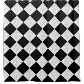 Neo Deco Black and Faux White Marble Checkerboard Duschvorhang (Vorderseite)