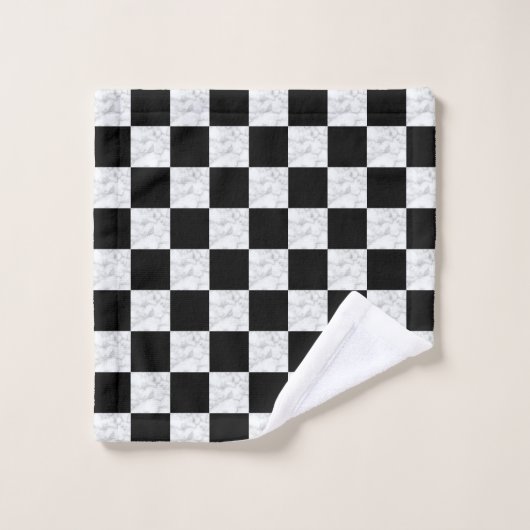 Neo Deco Black and Faux White Marble Checkerboard Waschlappen (Waschlappen)