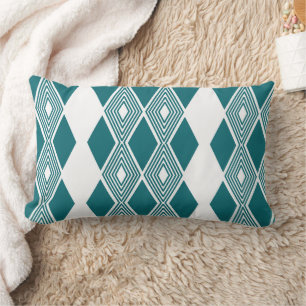 Neo-Deco Diamantgitter Türkis Geometrische Kissen