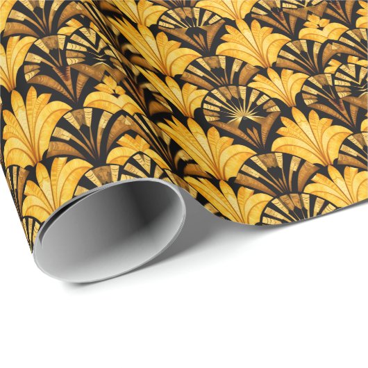 Neo Deco Gold Geometric Abstract Pattern Geschenkpapier (Rolleneckpunkt)