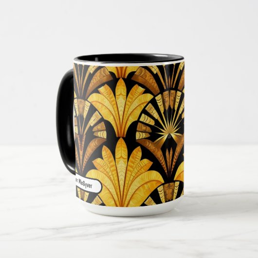 Neo Deco Gold Geometric Abstract Pattern Tasse (Vorderseite Links)