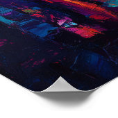 Neo Expressionist Seoul Skyline Vibrant Sunset Poster (Ecke)