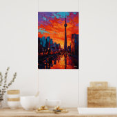 Neo Expressionist Toronto Skyline Vibrant Sunset Poster (Küche)