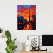 Neo Expressionist Toronto Skyline Vibrant Sunset Poster (Heimbüro)