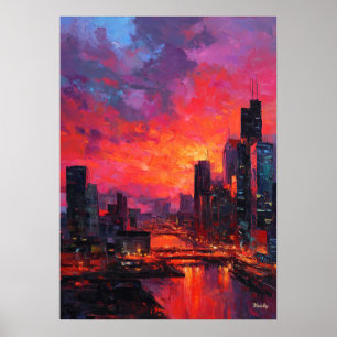 Neo-Expressionistische Bangkok-Skyline bei lebendi Poster