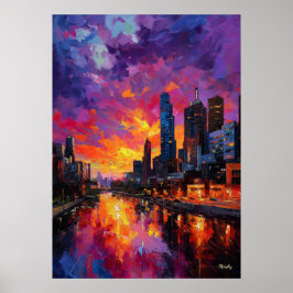 Neo-Expressionistische Melbourne-Skyline bei leben Poster