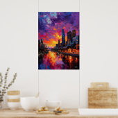 Neo-Expressionistische Melbourne-Skyline bei leben Poster (Küche)