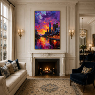Neo-Expressionistische Melbourne-Skyline bei leben Poster