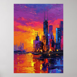 Neo-Expressionistische Skyline von Mumbai Lebendig Poster
