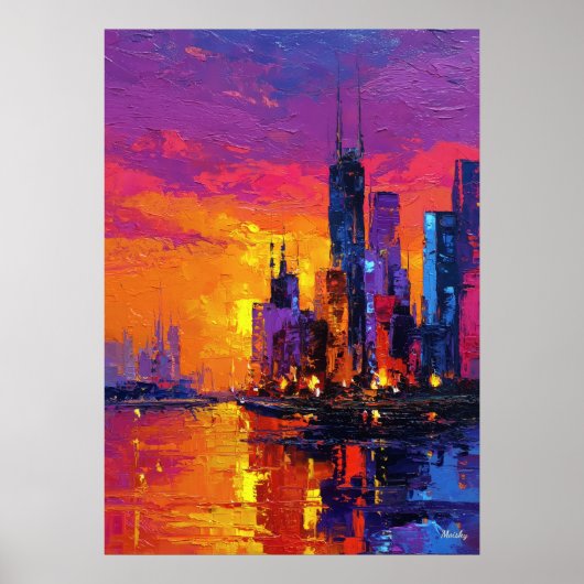 Neo-Expressionistische Skyline von Mumbai Lebendig Poster (Vorne)