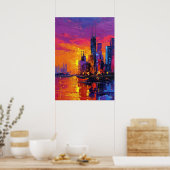Neo-Expressionistische Skyline von Mumbai Lebendig Poster (Küche)