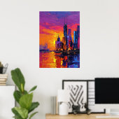 Neo-Expressionistische Skyline von Mumbai Lebendig Poster (Heimbüro)