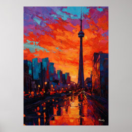 Neo-Expressionistische Toronto-Skyline bei lebendi Poster