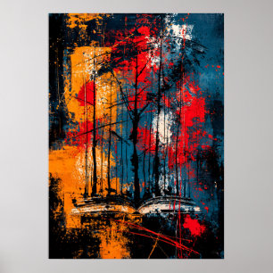 Neo-Expressionistischer Wald der Worte Buchliebhab Poster
