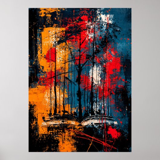 Neo-Expressionistischer Wald der Worte Buchliebhab Poster (Vorne)