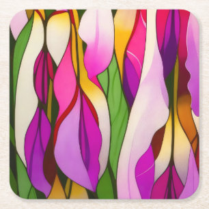 NEO FLORAL FARBIG ABSTRAKT RECHTECKIGER PAPPUNTERSETZER