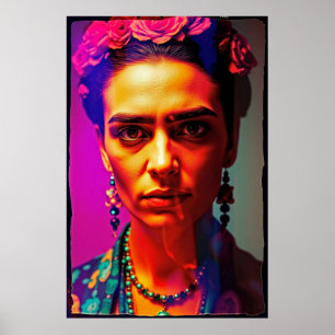 Neo Frida: Radiant Rebel Portrait Poster
