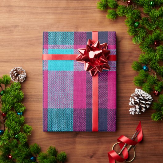 Neo-Fuchsia Karo-Geschenkpapier Geschenkpapier (Feiertagsgeschenk)