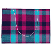 Neo-Fuchsia Karo Große Geschenktüte (Rückseite)