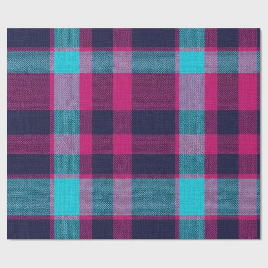 Neo-Fuchsia Plaid Giftwrap Geschenkpapier (Flach)