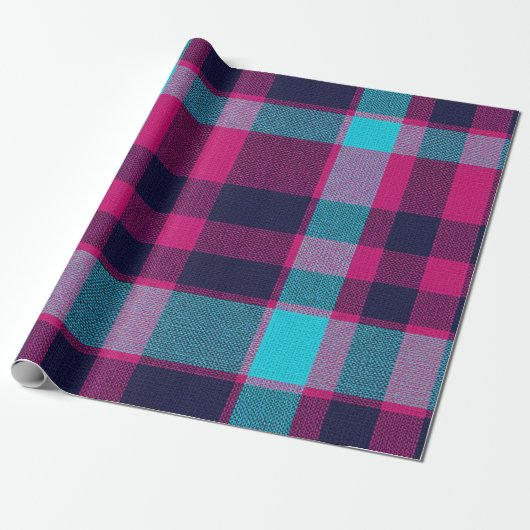 Neo-Fuchsia Plaid Giftwrap Geschenkpapier (Ungerollt)